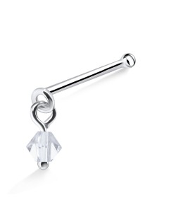 Stone Hook Shaped Silver Bone Nose Stud NSKD-556